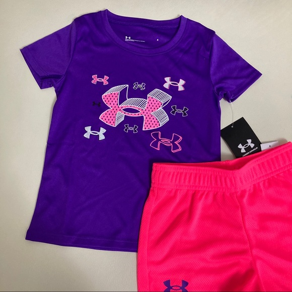 Under Armour cute pink purple shorts set - Picture 2 of 6